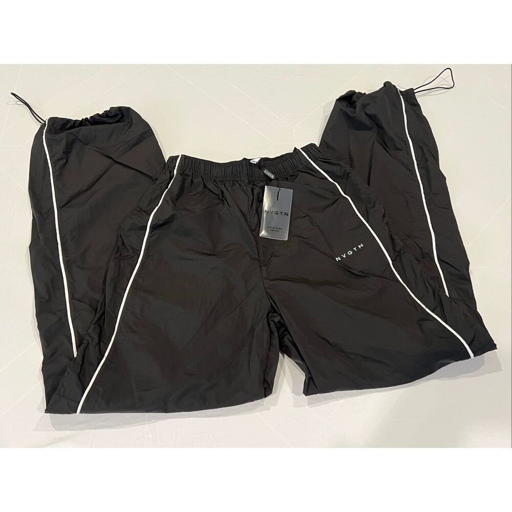 NVGTN Women's Baggy Wide Leg Drawstring Track Pants Black Size Small NWT